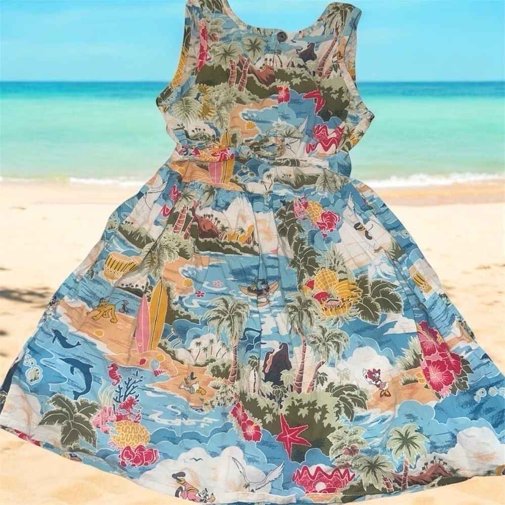 Genuine Disney Store Hawaiian Vacation Tropical Dress Girls Aloha Size 5/6 - Picture 2 of 3